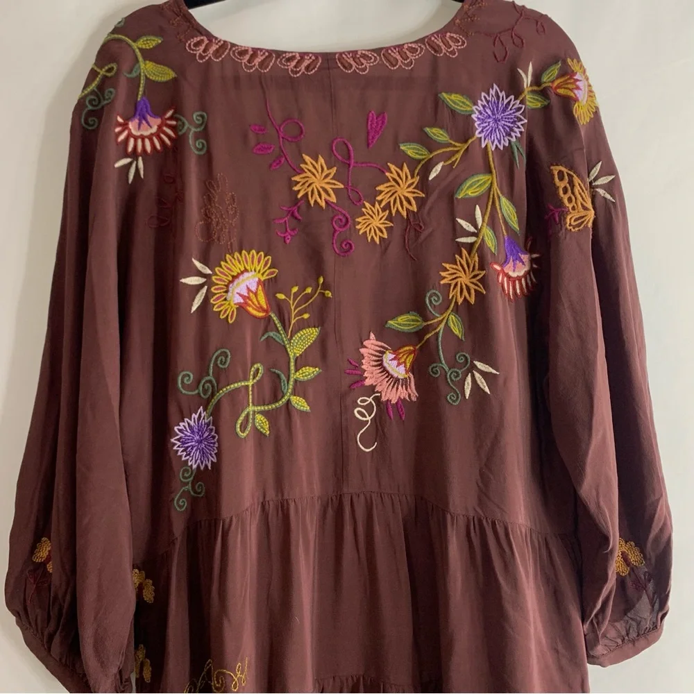 NWT Johnny Was Toni Dolman Tiered Midi Silk Dress, size XXL - Picture 13 of 15